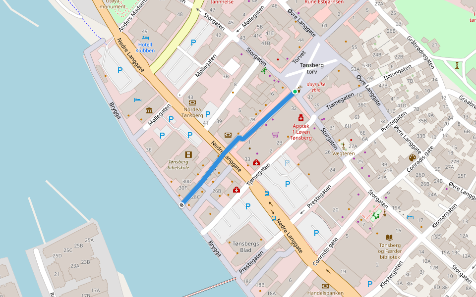 Rådhusgaten walking route map in Hvarnes