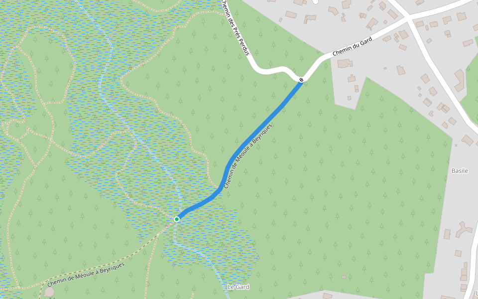 Chemin de Méoule à Beyriques walking route map in Sanguinet