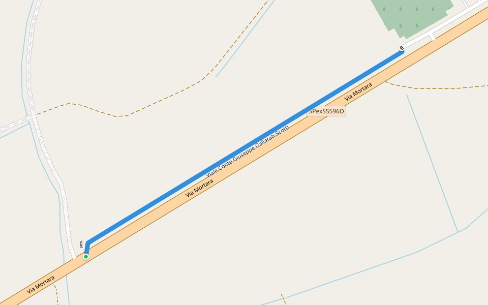 Viale Conte Giuseppe Gallarati-Scotti walking route map in Cozzo