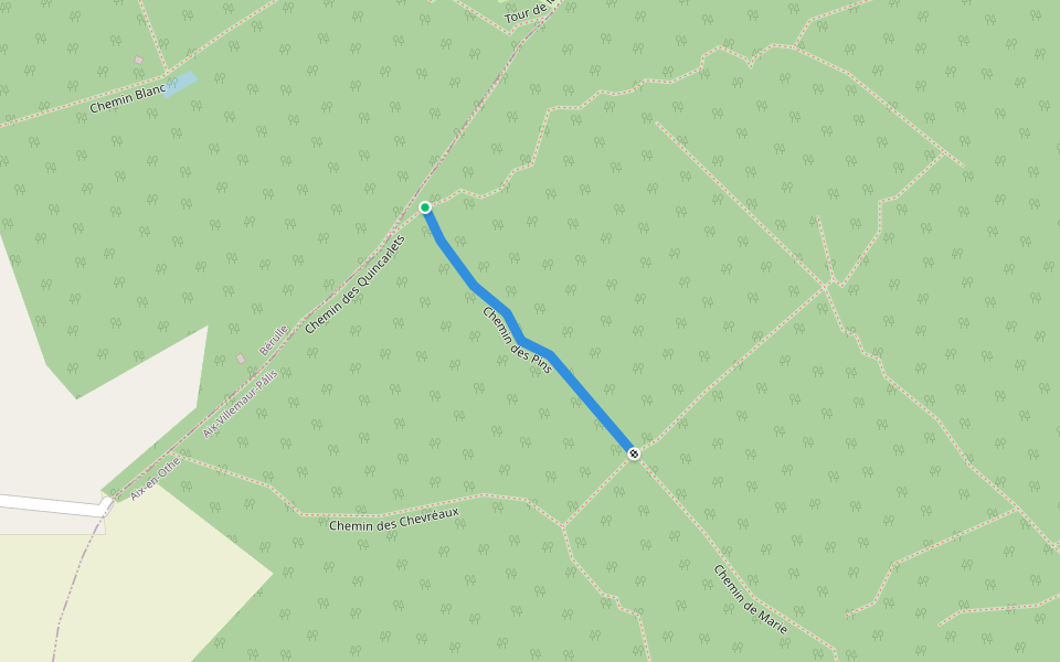 Chemin des Pins walking route map in Bérulle