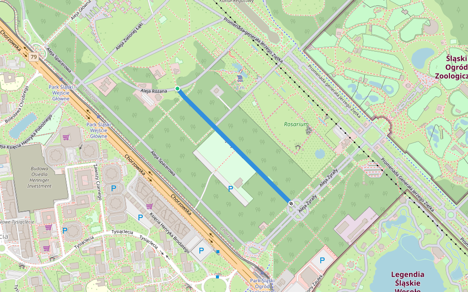 Aleja Sportowa walking route map in Chorzów