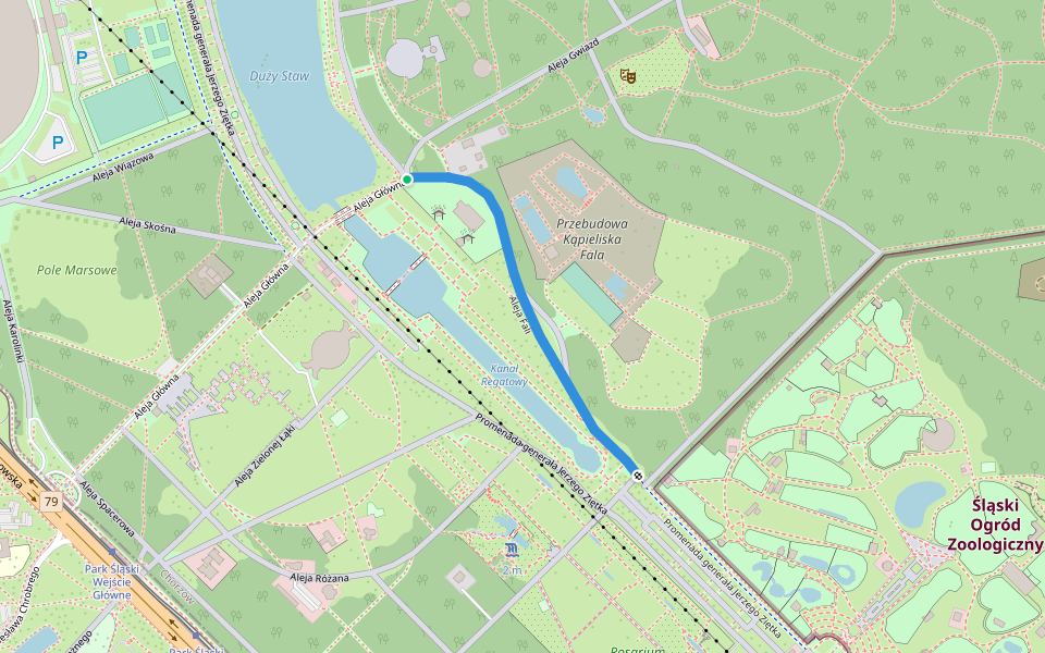 Aleja Fali walking route map in Chorzów