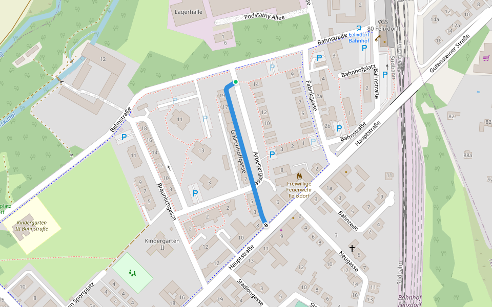 G.Kirchhoffgasse walking route map in Felixdorf