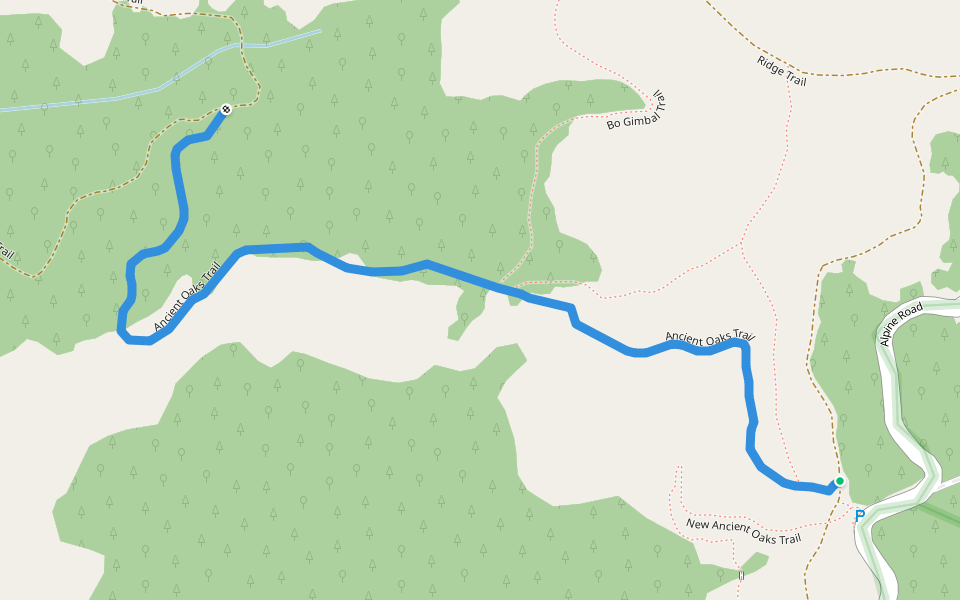 Ancient Oaks Trail walking route map in La Honda