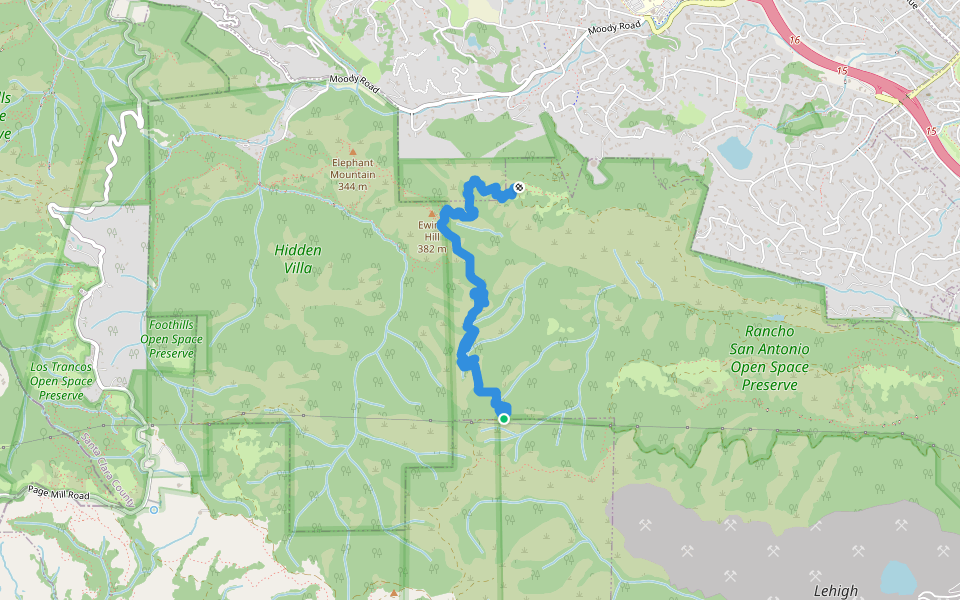 Black Mountain Trail walking route map in Los Altos