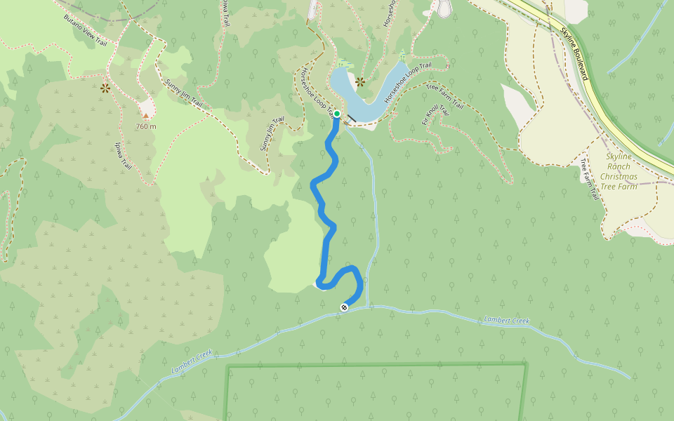 Lambert Creek Trail walking route map in La Honda