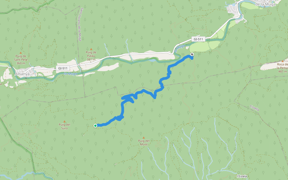 Camí del Coll de Riumors a la Bora walking route map in Cabanelles