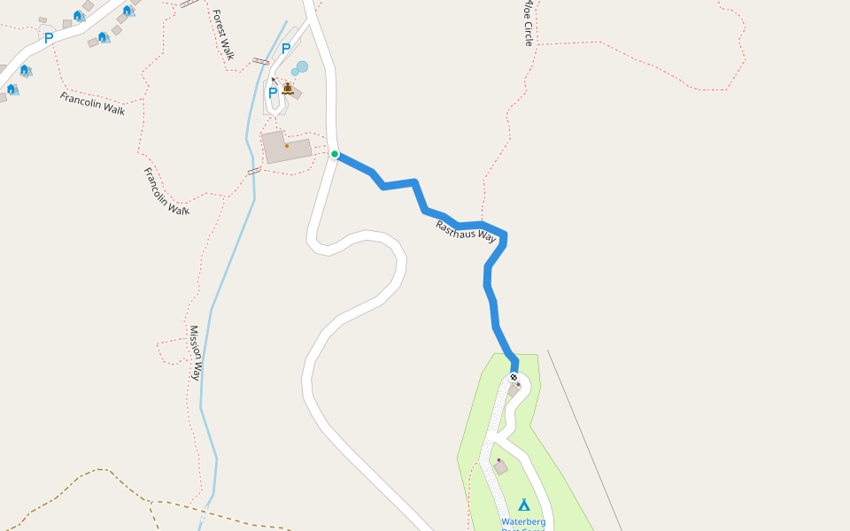 Rasthaus Way walking route map in Waterberg