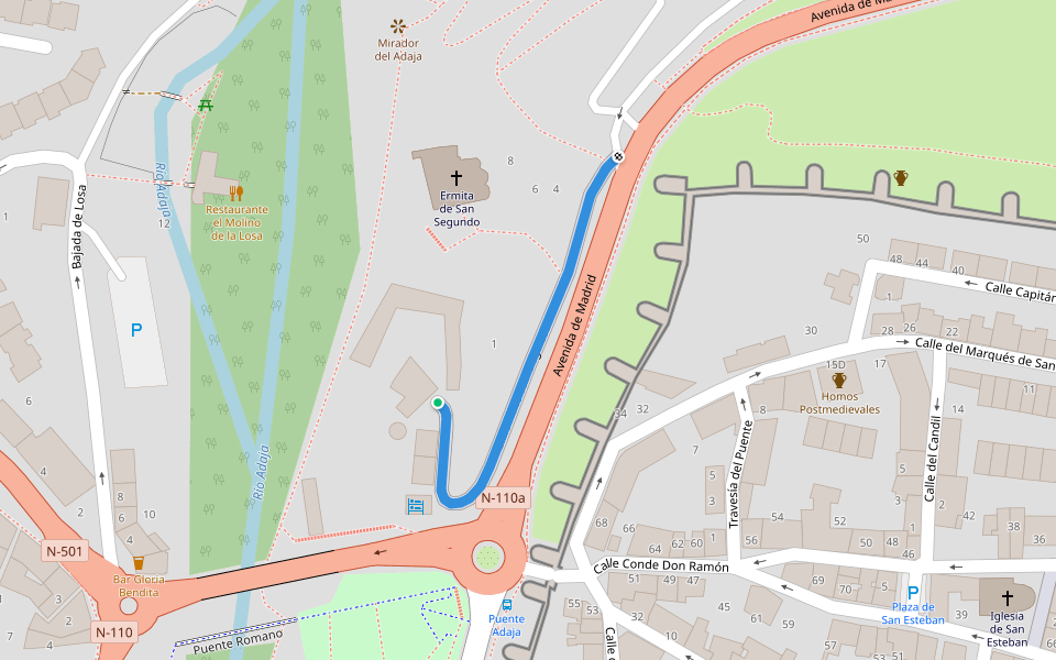 Calle Atrio San Segundo walking route map in Ávila