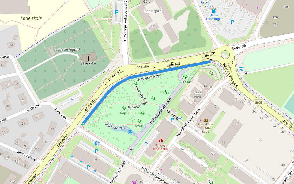 Gratispassasjen walking route map in Trondheim