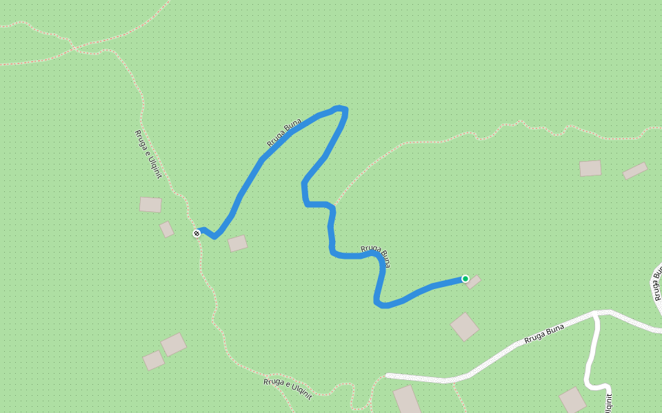Rruga Buna walking route map in Zues
