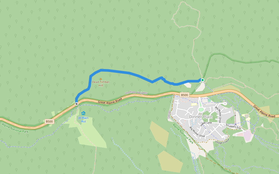 Dead Timber Hill Walking Track walking route map in Dinner Plain