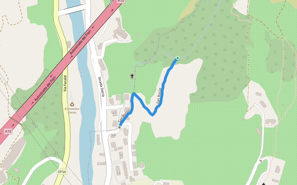 San Rocco walking route map in San Bartolomeo al Mare