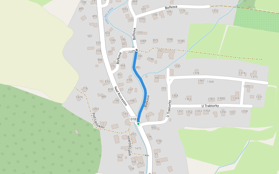 Bořkova walking route map in Zubří