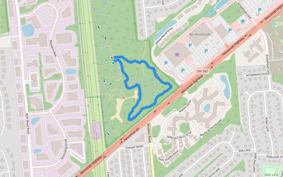 BJ's Way walking route map in Setauket- East Setauket