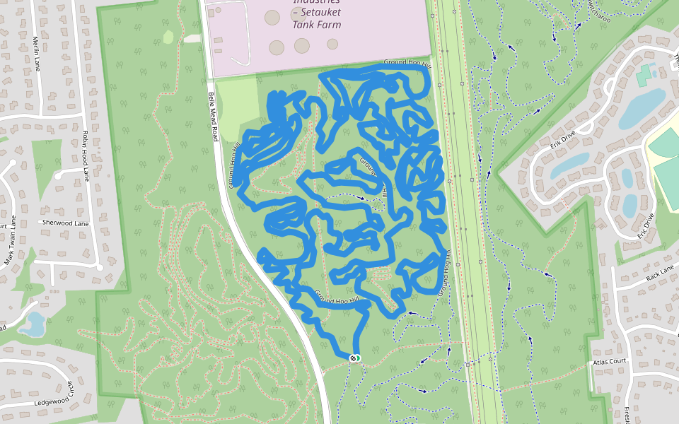 Ground Hog Hill walking route map in Setauket- East Setauket