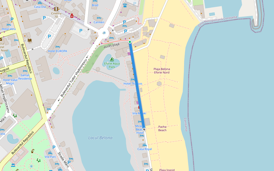 Strada Mării walking route map in Eforie Nord