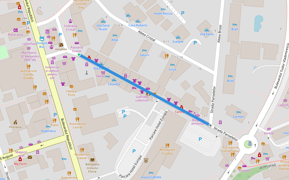 Strada Panselelor walking route map in Cuiugiuc