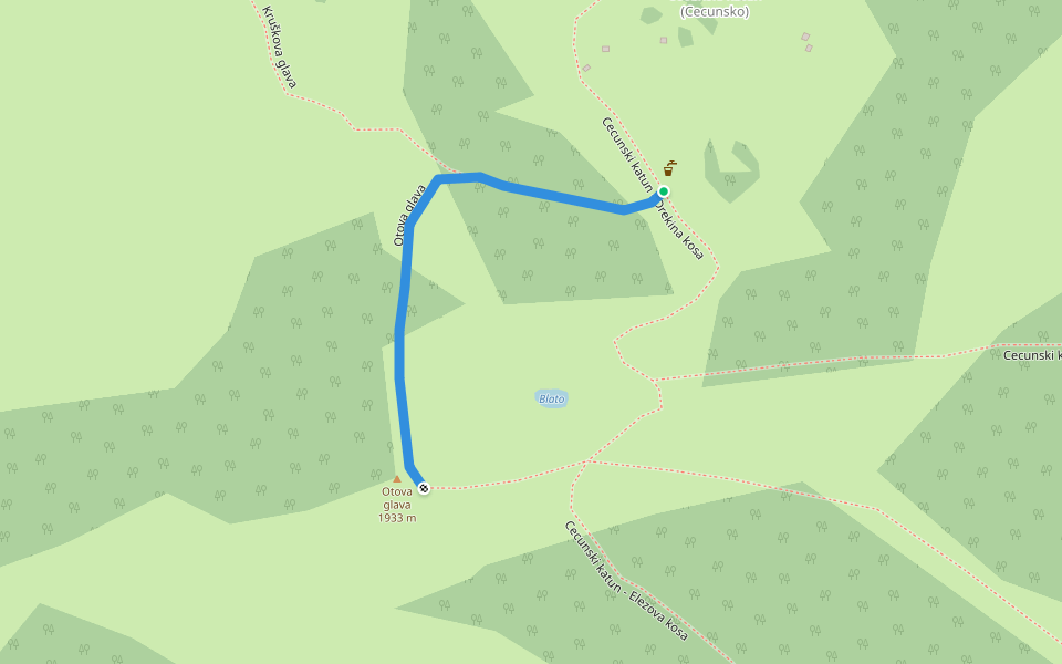 Otova glava walking route map in Kuti