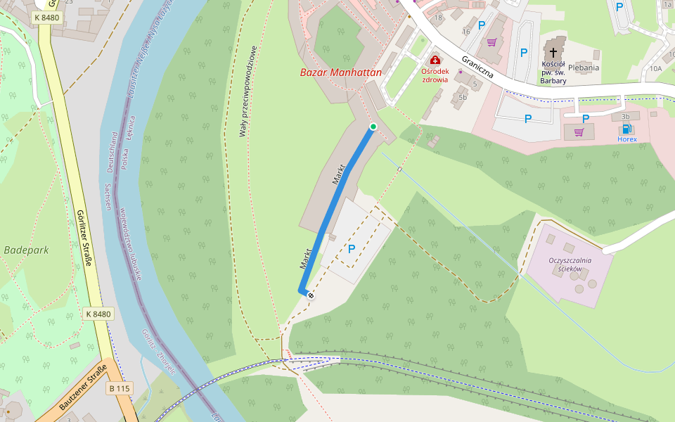 Markt walking route map in Łęknica