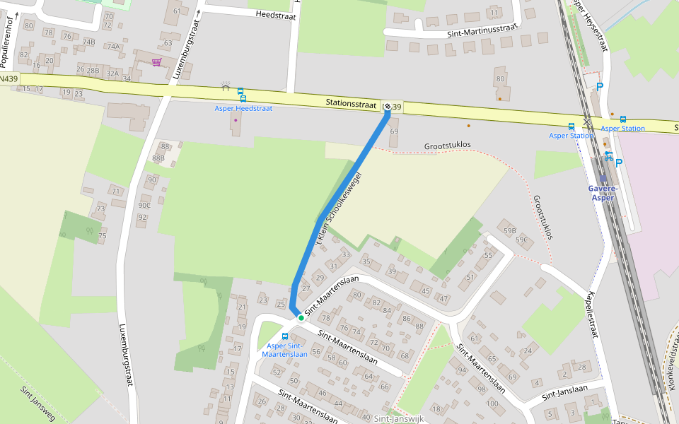 't Klein Schoolkeswegel walking route map in Gavere