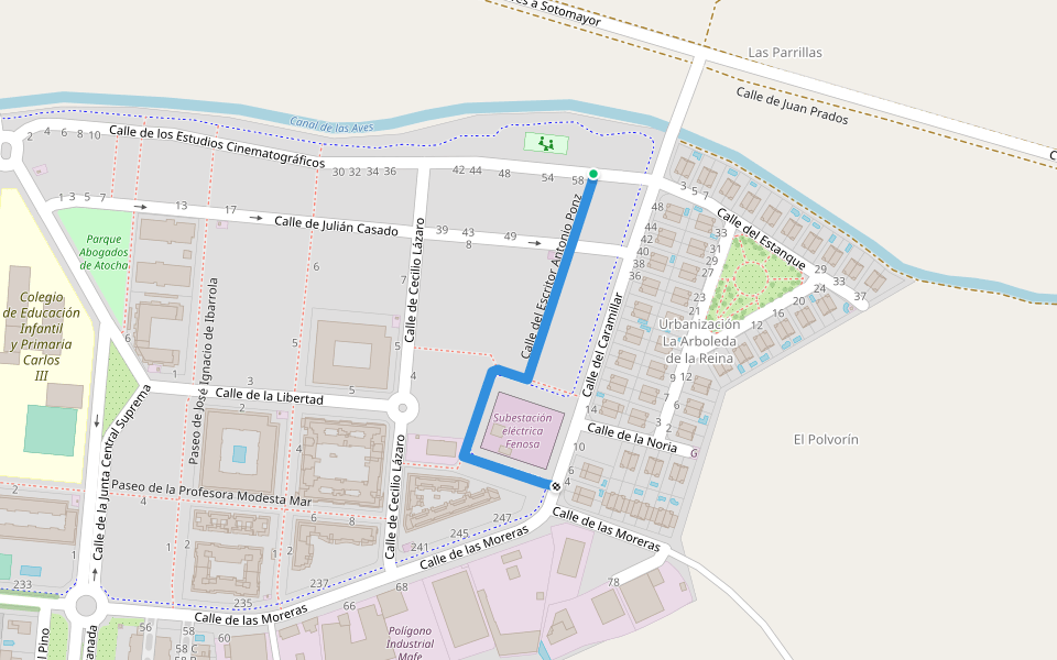 Calle del Escritor Antonio Ponz walking route map in Aranjuez