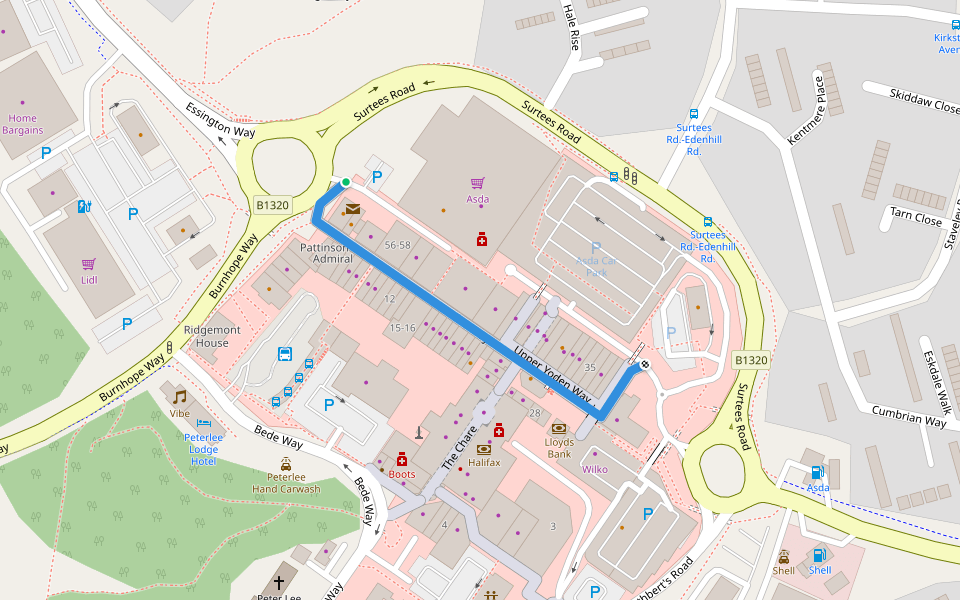Yoden Way walking route map in Peterlee