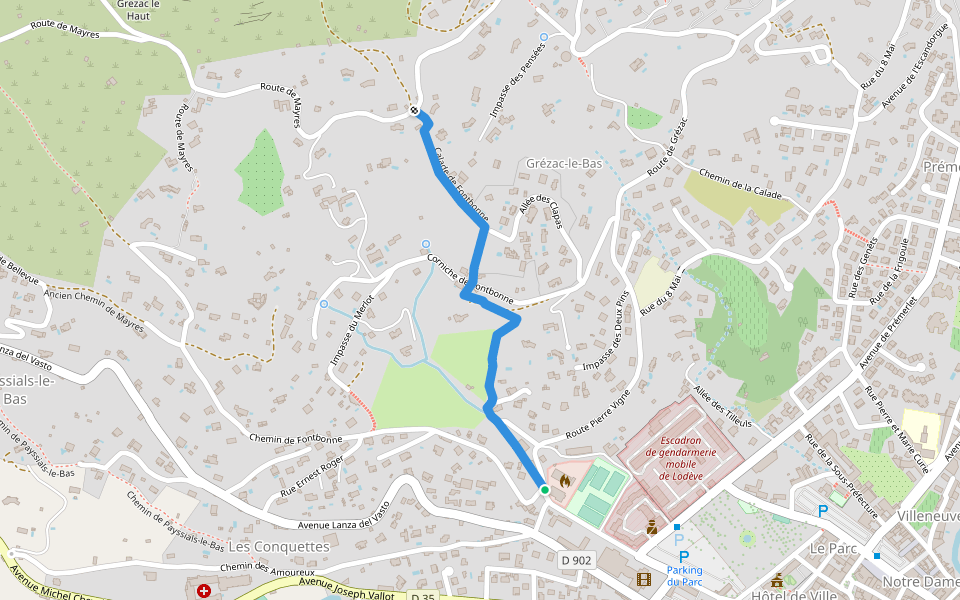 Calade de Fontbonne walking route map in Lodève