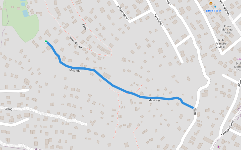 Makindu walking route map in Kinshasa