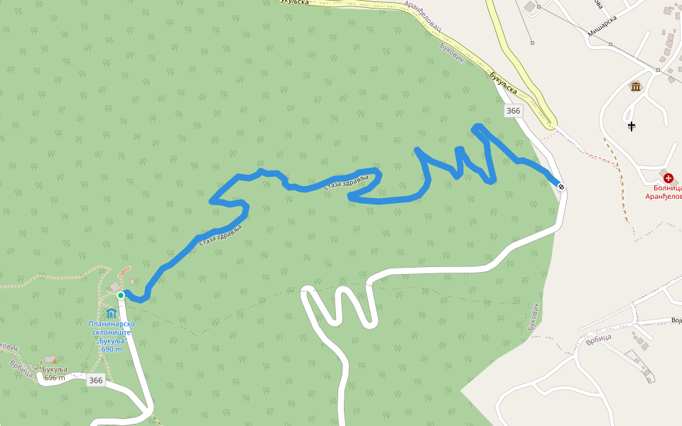 Стаза здравља walking route map in Буковик