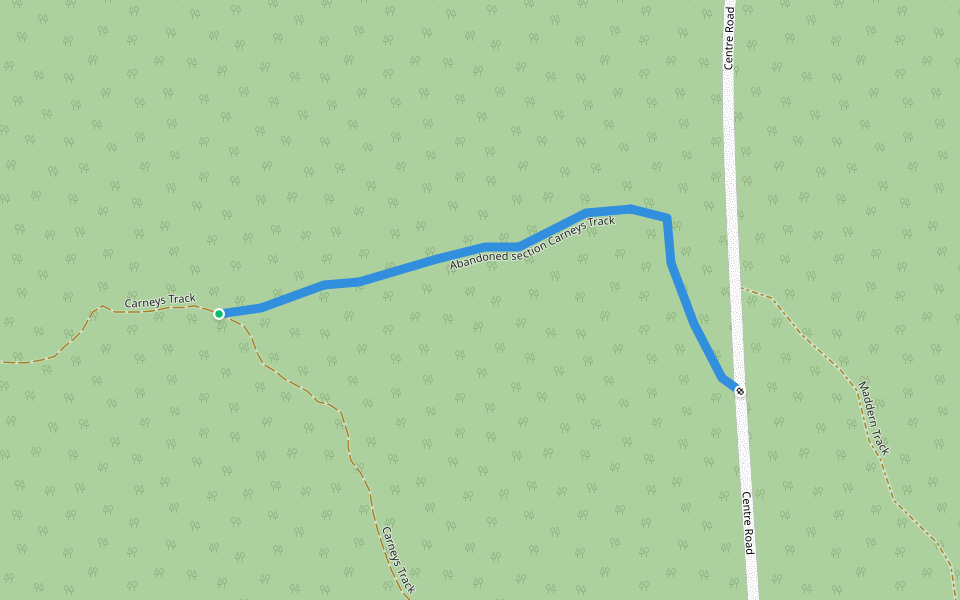 Abandoned section Carneys Track walking route map in Deep Lead