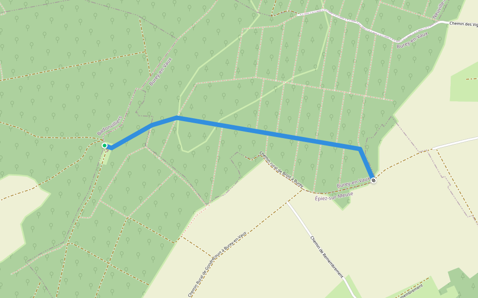 Chemin de Brois à Epiez sur Meuse walking route map in Épiez-sur-Meuse