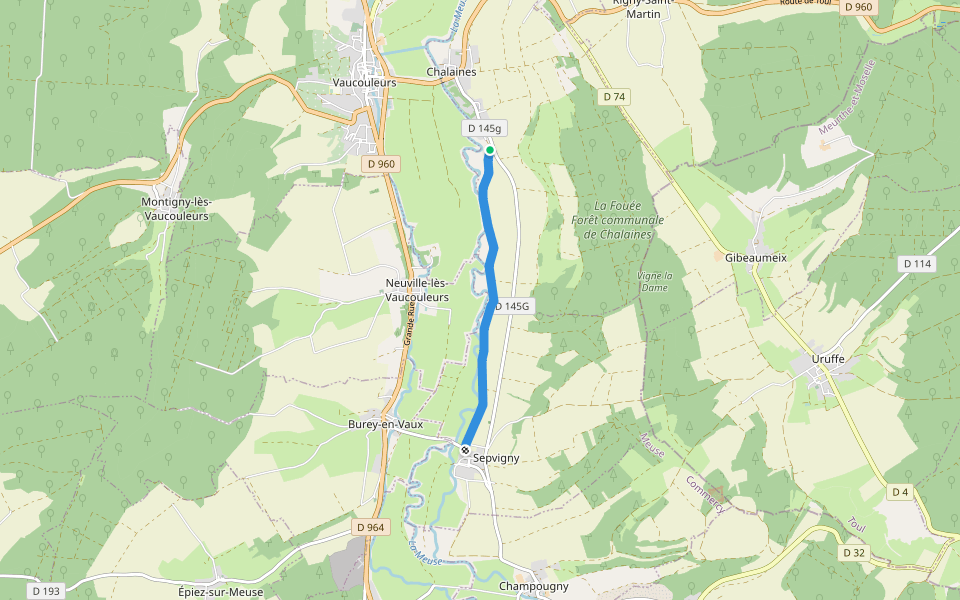 Chemin Rural de Chalaines à Sepvigny walking route map in Chalaines