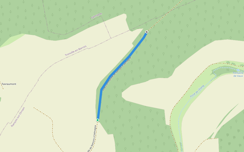 Voie Communale de Nançois à Salmagne walking route map in Nançois-sur-Ornain