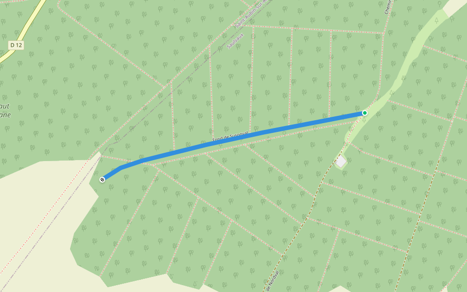 Fond de Susonval walking route map in Saulvaux