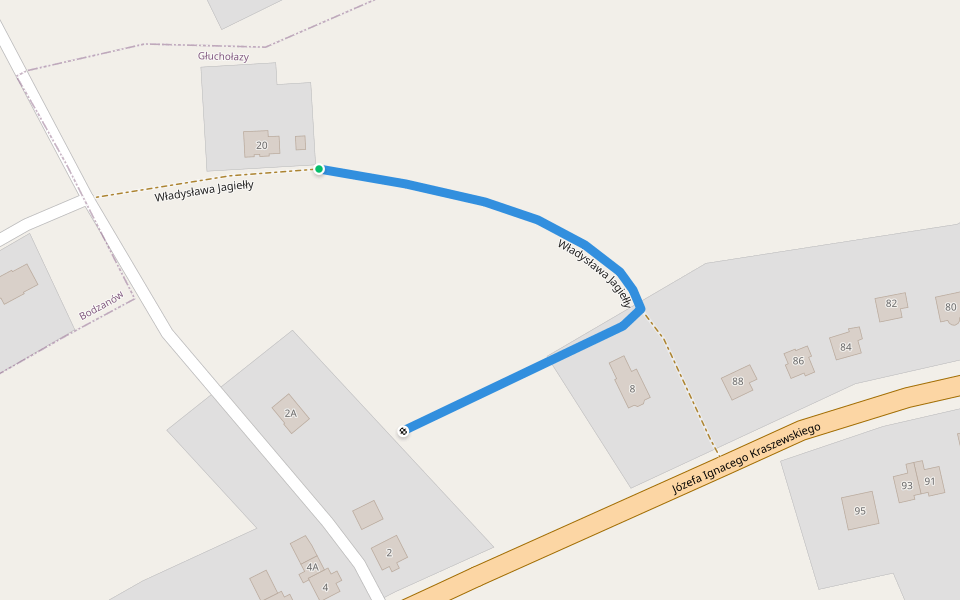 Władysława Jagiełły walking route map in Głuchołazy