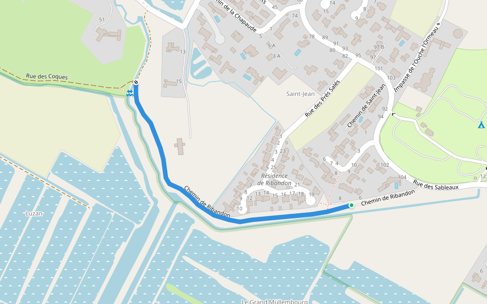 Chemin de Ribandon walking route map in Noirmoutier-en-l'Île