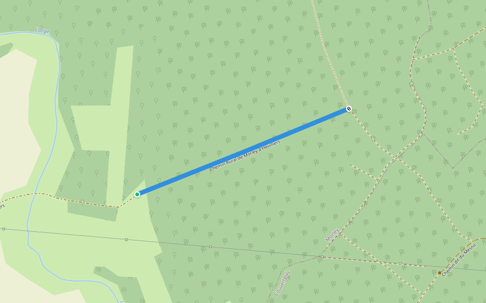 Chemin Rural de Morley à Hévilliers walking route map in Morley