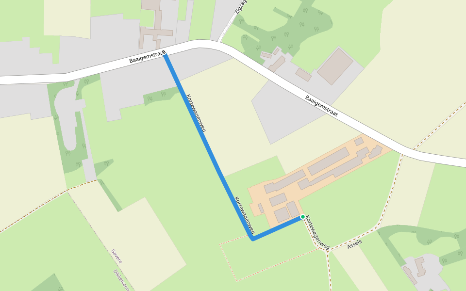 Kortewagenweg walking route map in Gavere