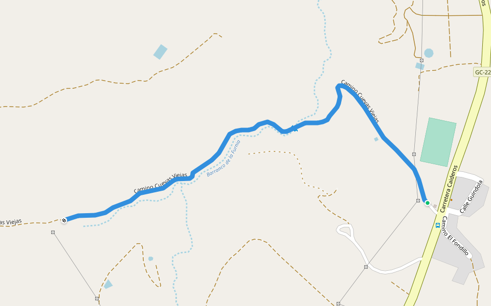 Camino Cuevas Viejas walking route map in Saucillo