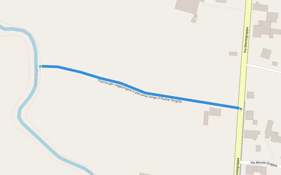Traccia per raggiungere il percorso lungo il Fiume Tergola walking route map in San Giorgio delle Pertiche