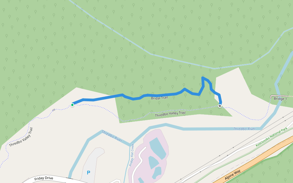 Bridal Trail walking route map in Thredbo