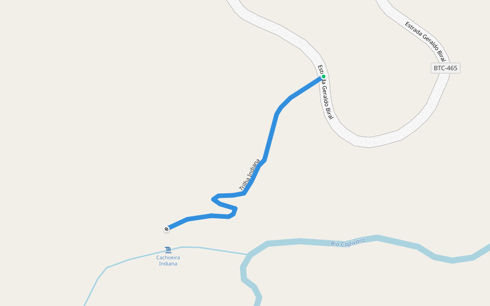 Trilha Indiana walking route map in Botucatu