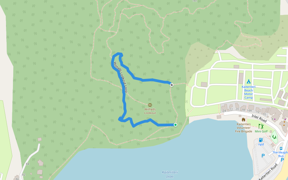 Withells Lookout Loop walking route map in Kaiteriteri