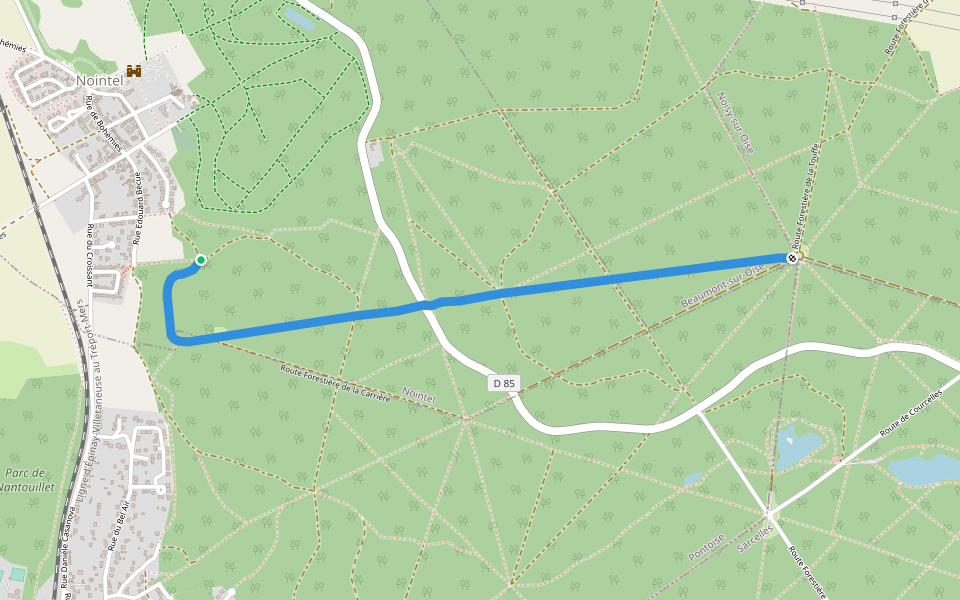 Route Forestière du Beau Point walking route map in Nointel