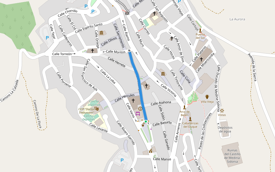 Calle San Juan walking route map in Medina-Sidonia
