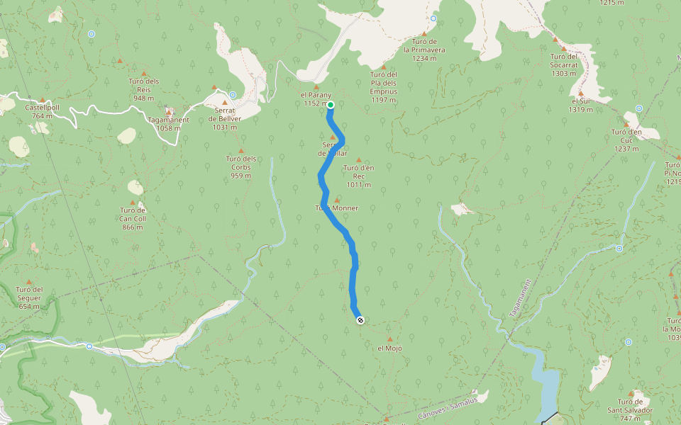 Les Carenes d'en Bosc walking route map in Tagamanent