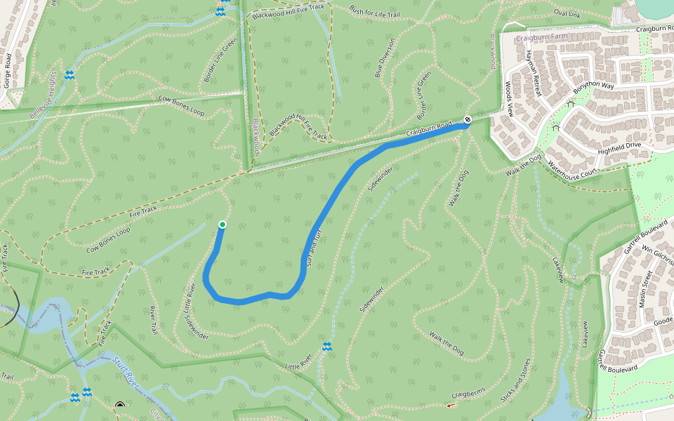 Surf and Turf walking route map in Craigburn Farm