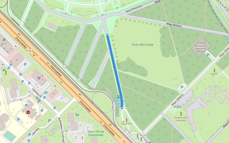 Aleja Karolinki walking route map in Chorzów