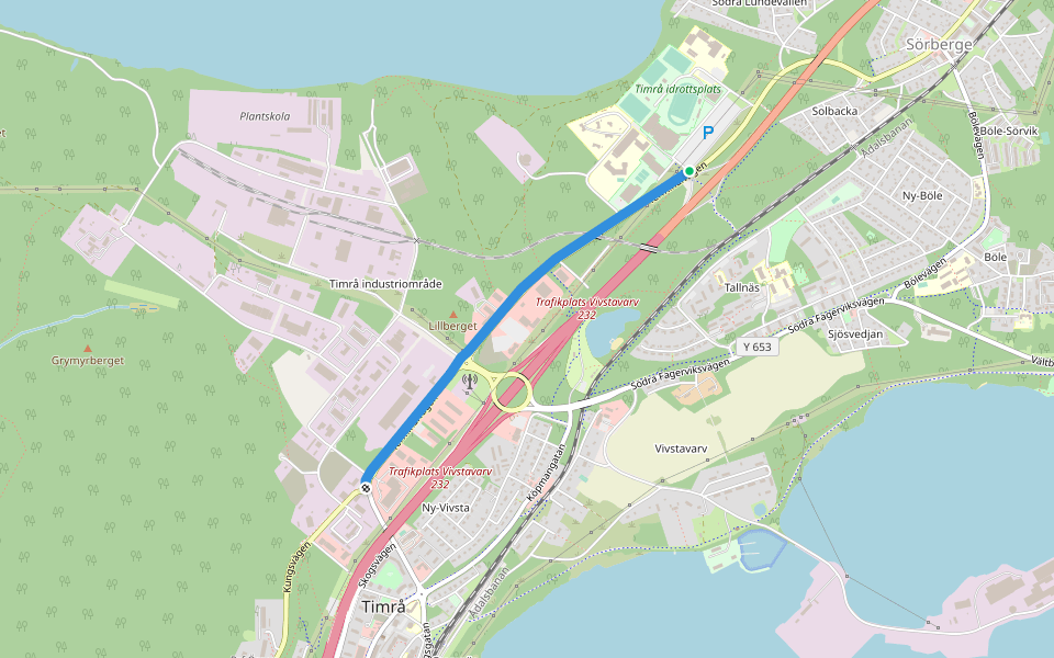 Terminalvägen walking route map in Timrå